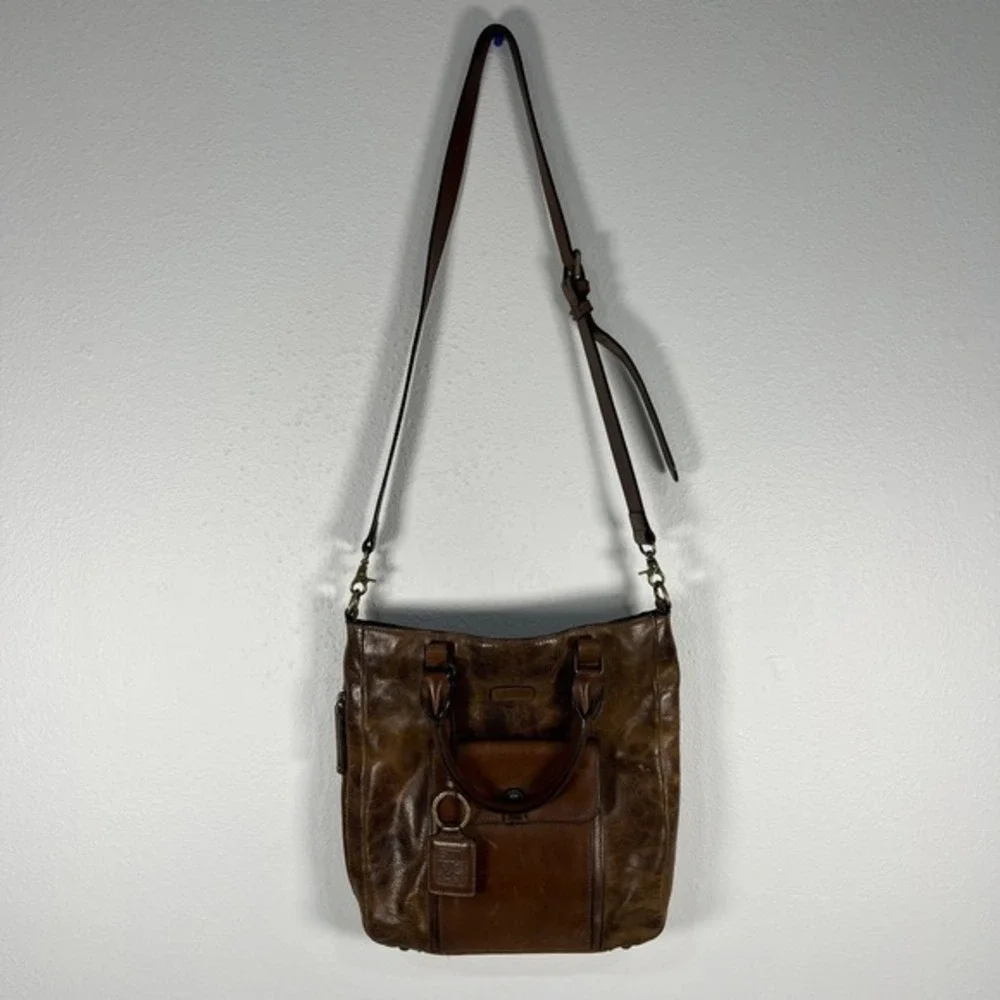 Ellington‎ Brown Leather Tote Bag with Front Pocket